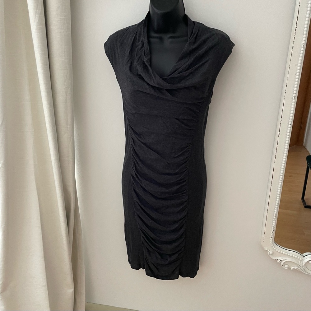 Kenneth Cole New York Grey Draped Midi Dress